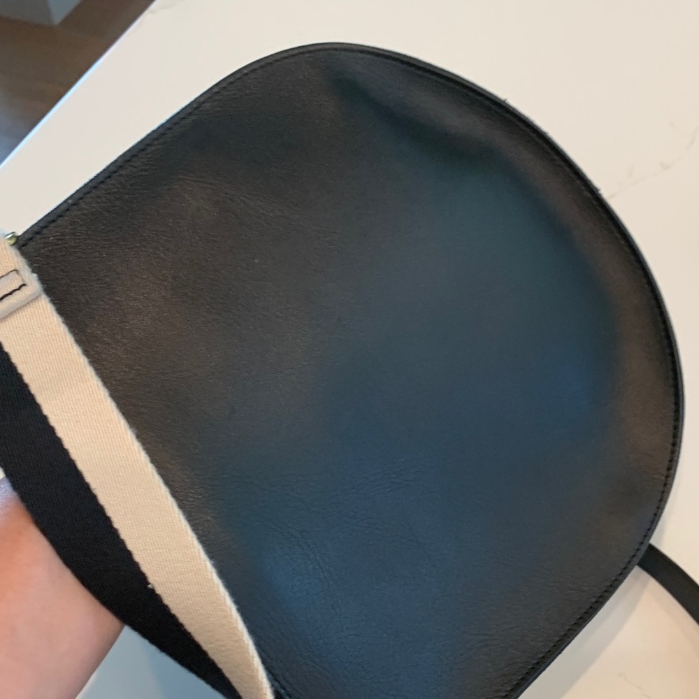 Madewell Black Leather Cossebody Bag with Striped Strap & Solid strap NWOT - Picture 11 of 15